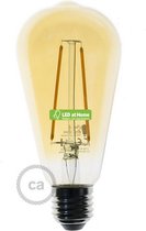 LEDatHOME - LED Gouden Gloeilamp - Edison ST64 Lange Gloeidraad - 4W E27 Decoratieve Vintage 2000K