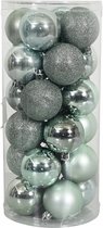 Totally Christmas | Kerstbal 6 cm | Kerstballen | Mix Koker | Mat - Glanzend - Glitter | 24 stuks | Mint Groen