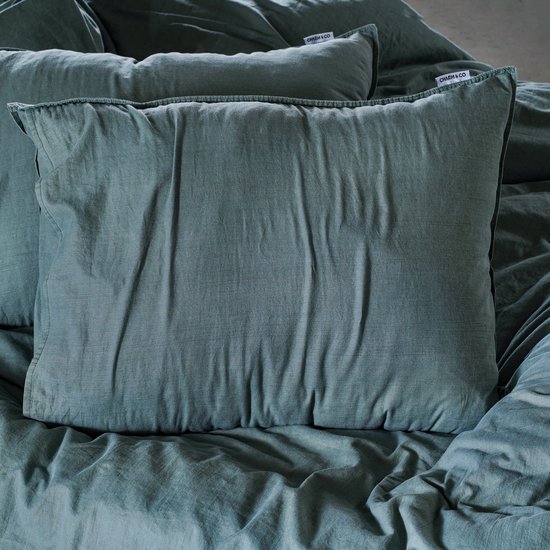 Charm & Co Stone washed - Dekbedovertrek - 100% Zacht Katoen - Eenpersoons - 140 x 200/220 - Groen van Merkloos — afbeelding 3