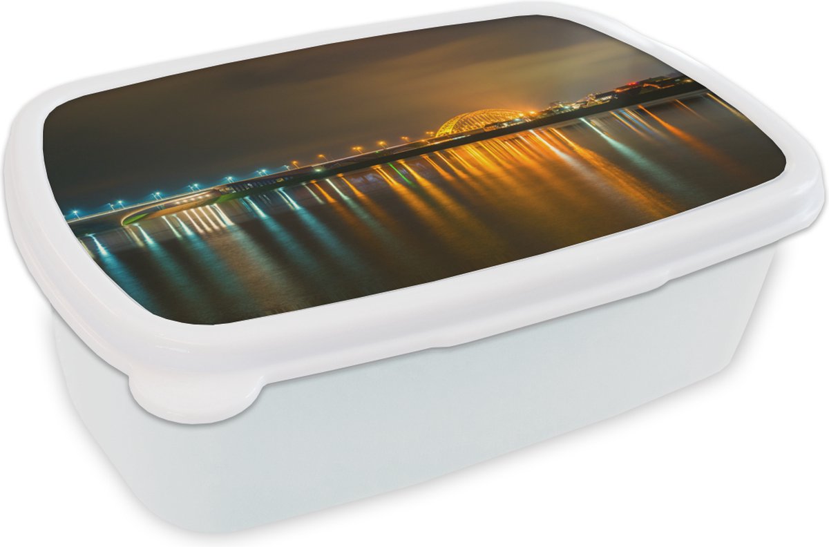 Broodtrommel Wit - Lunchbox - Brooddoos - Nijmegen - Licht - Water - 18x12x6 cm - Volwassenen