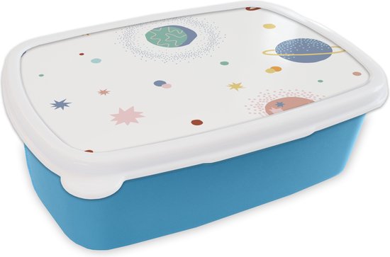 Foto: Broodtrommel blauw lunchbox brooddoos kinderkamer sterren ruimte 18x12x6 cm kinderen jongen