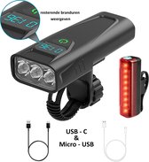 Dr. Wonder LED Fietsverlichting Set - USB Oplaadbaar - IPX5 – Waterdicht – Fietslicht - Voorlicht en Achterlicht - Zwart