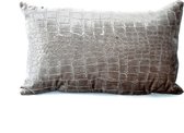Sierkussen - Skinsbynature Luxe Croco Krokodillenprint - Zilver - 30 Cm X 40 Cm