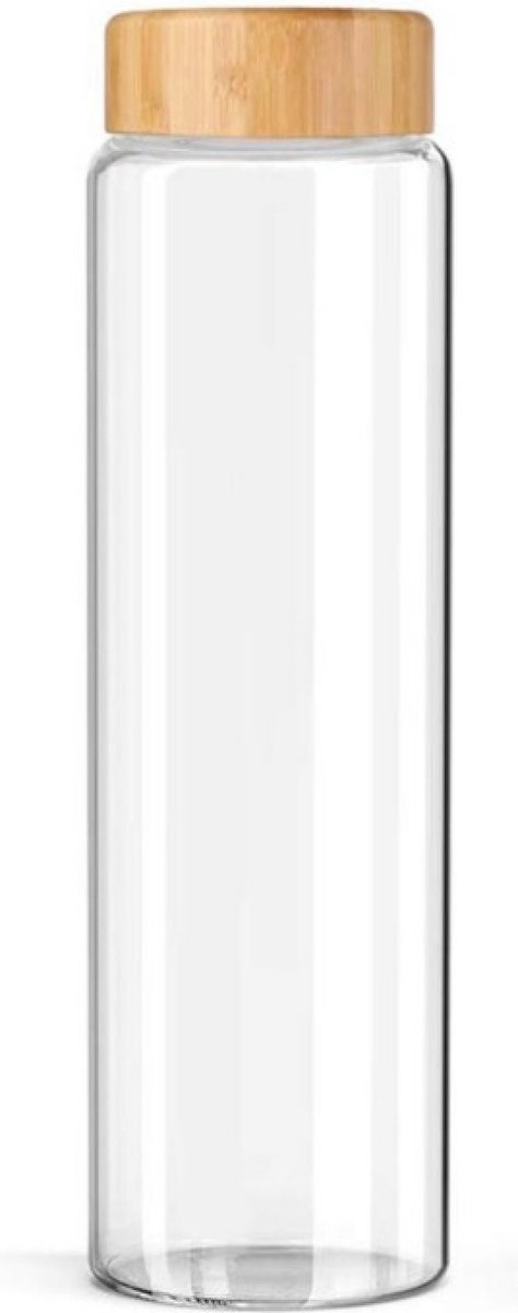 Bamboe waterfles - Gemaakt van borosilicaatglas - Bamboe deksel - Karaf voor (infused) water - Transparant - 600 ML
