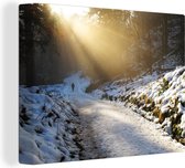 Canvas Schilderij De zon breekt door de bossen in het Engelse Nationaal park Northumberland - 80x60 cm - Wanddecoratie