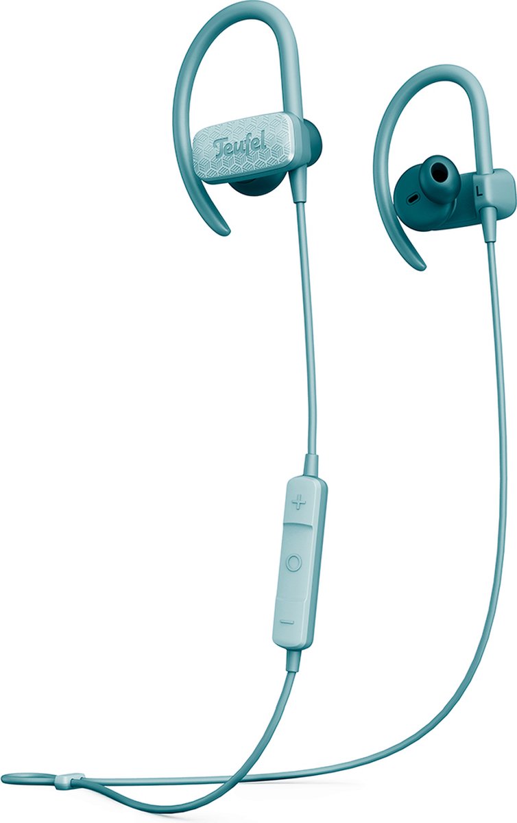 Teufel AIRY SPORTS - Draadloze in-ear bluetooth sport oordopjes, waterdicht volgens IPX 7 - lichtblauw