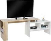 FURNIBELLA - TV-meubel Omkeerbaar Verstelbare richting Modern voor woonkamer 166 x 35 x 50 cm Wit en houtkleuren
