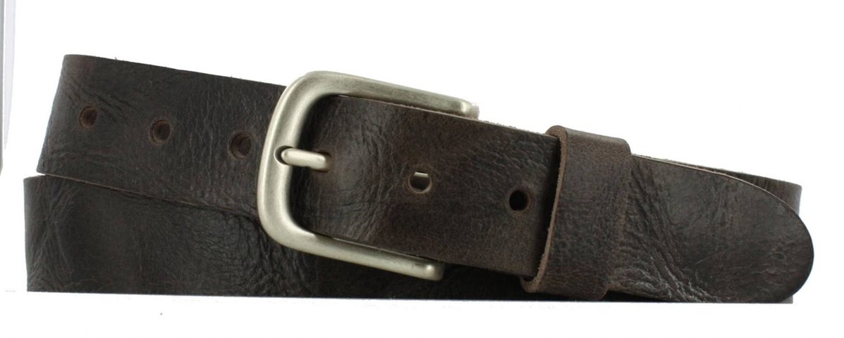 Casual Leren Heren/Dames Riem | 3.5cm breed | Riemmaat: 85cm (totale lengte: 100cm) | 100% echt leer | Kleur: bruin | Nikkelvrije gesp