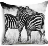 Dieren kussenhoes Zebra - Black and White - Fotoprint - Sierkussen - 45x45 cm