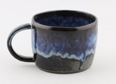 Dobro Pottery - Handgemaakte Mok - 400ml - Zwart en Blauw - Grote Mok - Koffiemok - Koffiebeker - Theekopje - Koffiekopje