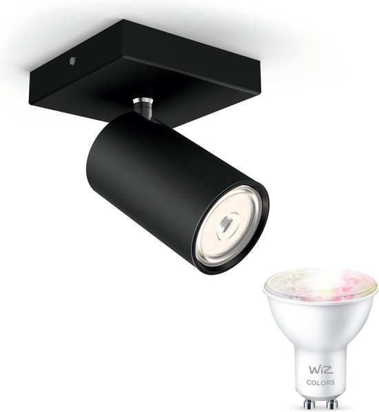 Philips myLiving Kosipo Opbouwspot Zwart - 1 Lichtpunt - Spotjes Opbouw Incl. WiZ GU10 Gekleurd Licht - Bluetooth