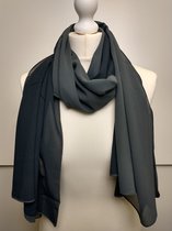 Lange dames sjaal Liesbeth tweezijdig gekleurd antraciet grijs houtskool