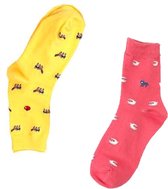 Binkie Sock Box | 2 Paar Dames Sokken| Leuke Sokken met Wasbeertje en Schaap| Maat 39-42