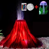 ✿Brenlux® Aquariumdecoratie - Vulkaan - Zuurstofvulkaan 16 cm diameter – Ornament - Aquarium toebehoren – Levensechte vulkaan – Grote ornament – Inclusief toebehoren licht en decoratie kwal