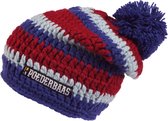 Gehaakte Skimuts - Blauw/Rood maat: One size    dames >