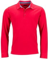 James and Nicholson Heren Polo met lange mouwen (Rood/Blauw)