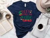 Lykke Let's Take An Elfie T-shirt | It's Christmas | Kerst | Mannen - Vrouwen - Unisex | Katoen | Navy | Maat XL