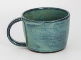Dobro Pottery - Handgemaakte Mok - 400ml - Groen en Zwart - Grote Mok - Koffiemok - Koffiebeker - Theekopje - Koffiekopje