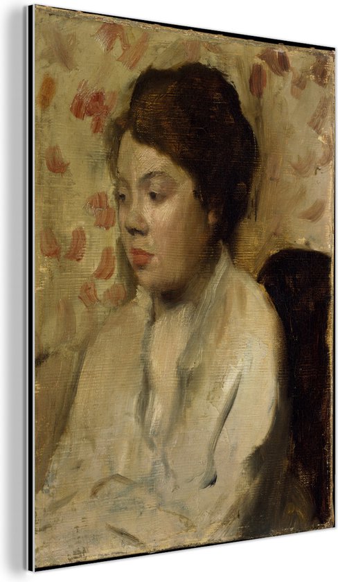 Wanddecoratie Metaal - Aluminium Schilderij Industrieel - Portret van een jonge vrouw - Schilderij van Edgar Degas - 60x80 cm - Dibond - Foto op aluminium - Industriële muurdecoratie - Voor de woonkamer/slaapkamer