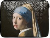 Housse pour ordinateur portable 17 pouces - Art - Fille à la perle - Zwart - Wit - Housse pour ordinateur portable