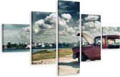 Schilderij - Uitzicht over Havana, Cuba, 5 luik, Premium Print