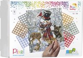 Pixelhobby geschenkdoos KERST 9 basisplaten - Sneeuwman met dieren