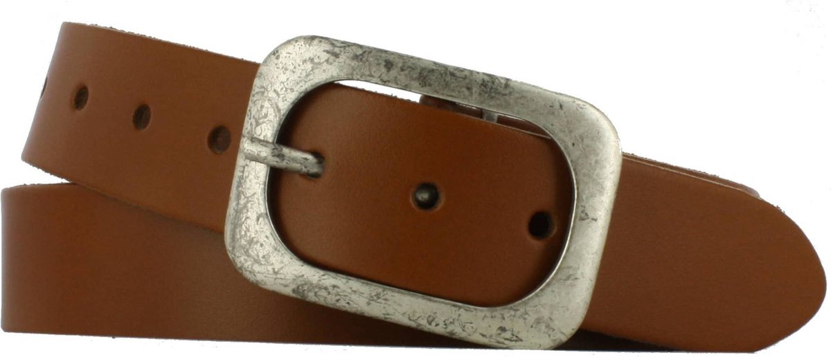 Leren Riem Glad Leer | Heren & Dames | 4cm breed | Riemmaat: 85cm (totale lengte: 100cm) | 100% echt leer | Kleur: cognac | Nikkelvrije gesp