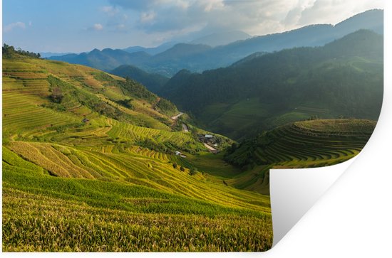 Sticker Muursticker Indonésie - Rizières à Bali - 60x40 cm - film adhésif autocollant - sticker mural repositionnable