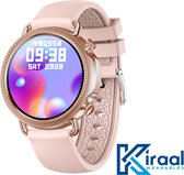 Kiraal Deluxe - Smartwatch Dames - Smartwatch Heren - Stappenteller - Full Screen - Fitness Tracker - Activity Tracker - Smartwatch Android & IOS - Nederlandse Handleiding - Roze
