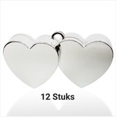 12 stuks Ballongewicht Harten Zilver- 148 Gram, Ballonversiering, Huwelijk, Jubileum, Verjaardag