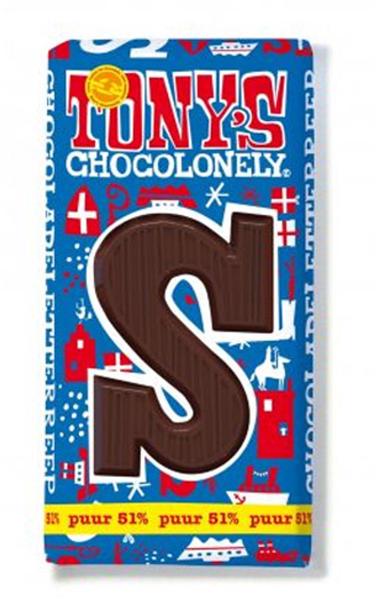 Tony's Chocolonely Letterreep S - Puur - 15 x 180 gram