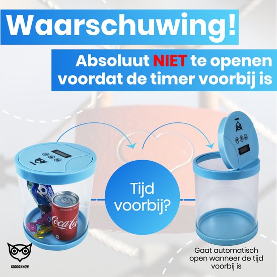 Good2know Telefoon Kluis met Tijdslot - Stoppen met Roken - Timer – Kluis - Opbergdoos - Kitchen Safe - Blauw – meer Focus & Zelfdiscipline