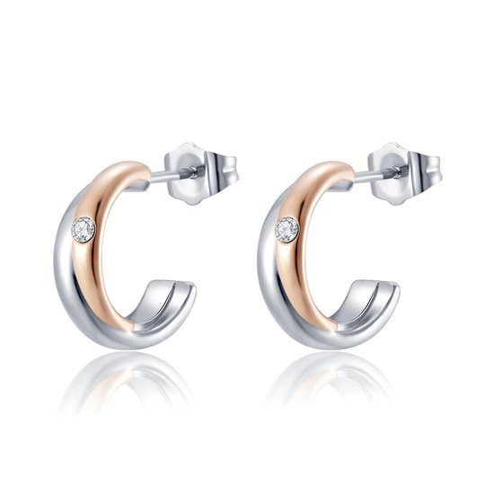 Di Lusso - Clous d'oreilles Nyomi - Crystal Swarovski - Or blanc - Rosé - Femme