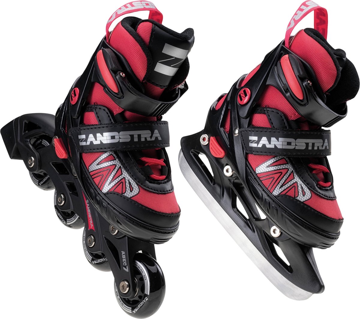 Zandstra 2-in-1 Schaats/Skate Combo Junior verstelbaar Zilver