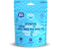 Imby plantaardige hondensnacks  - Bite & Breath - Mini dental sticks - Vegan hondenkoekjes - Met munt & peterselie - CO2-neutraal - 100g