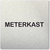 Pictogram Meterkast - aluminum rvs look - deurbordje - 10 x 10 cm - zelfklevend - vierkant