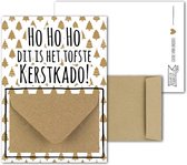 Geldkaart met mini Envelopje -> Kerst - No: 09 (Kerstbomen-goudkleurig-HoHoHo Beste KerstKado) - LeuksteKaartjes.nl by xMar
