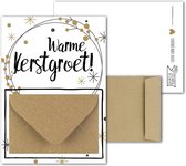 Geldkaart met mini Envelopje -> Kerst - No: 12-1 (Warme KerstGroet - Groet - Kerstkrans, goudkleurig, takjes) - LeuksteKaartjes.nl by xMar