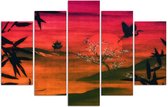 Trend24 - Canvas Schilderij - Japan Badend In Sunshine - Vijfluik - Landschappen - 200x100x2 cm - Roze