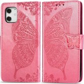 Mobiq - Premium Butterfly Wallet Hoesje iPhone 12 Pro Max 6.7 inch | Roze