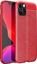 Mobiq - Leather Look TPU Hoesje iPhone 12 / iPhone 12 Pro 6.1 inch - Rood