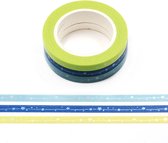 duo kleur washi tape met zilverfolie sterren | 5mm - 10m | x3 rollen