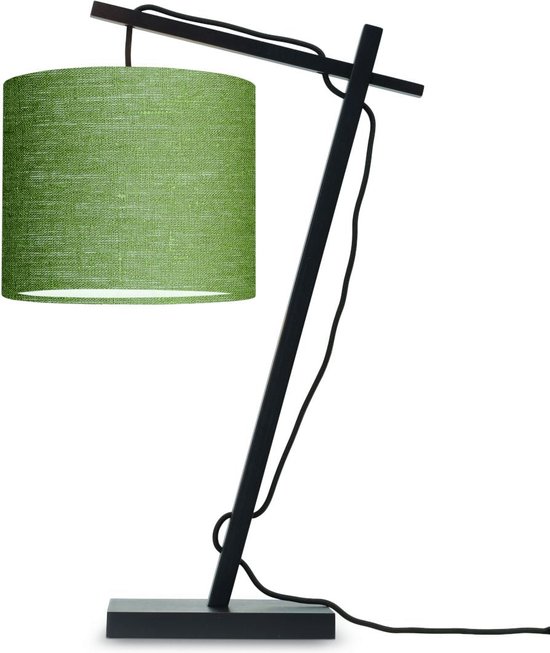 GOOD&MOJO Tafellamp Andes - Bamboe Zwart/Groen - 30x18x46cm - Scandinavisch,Bohemian