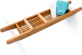 Relaxdays badrekje bamboe - badplank - badbrug - 69 x 6,5 x14 cm - met houders - natuur