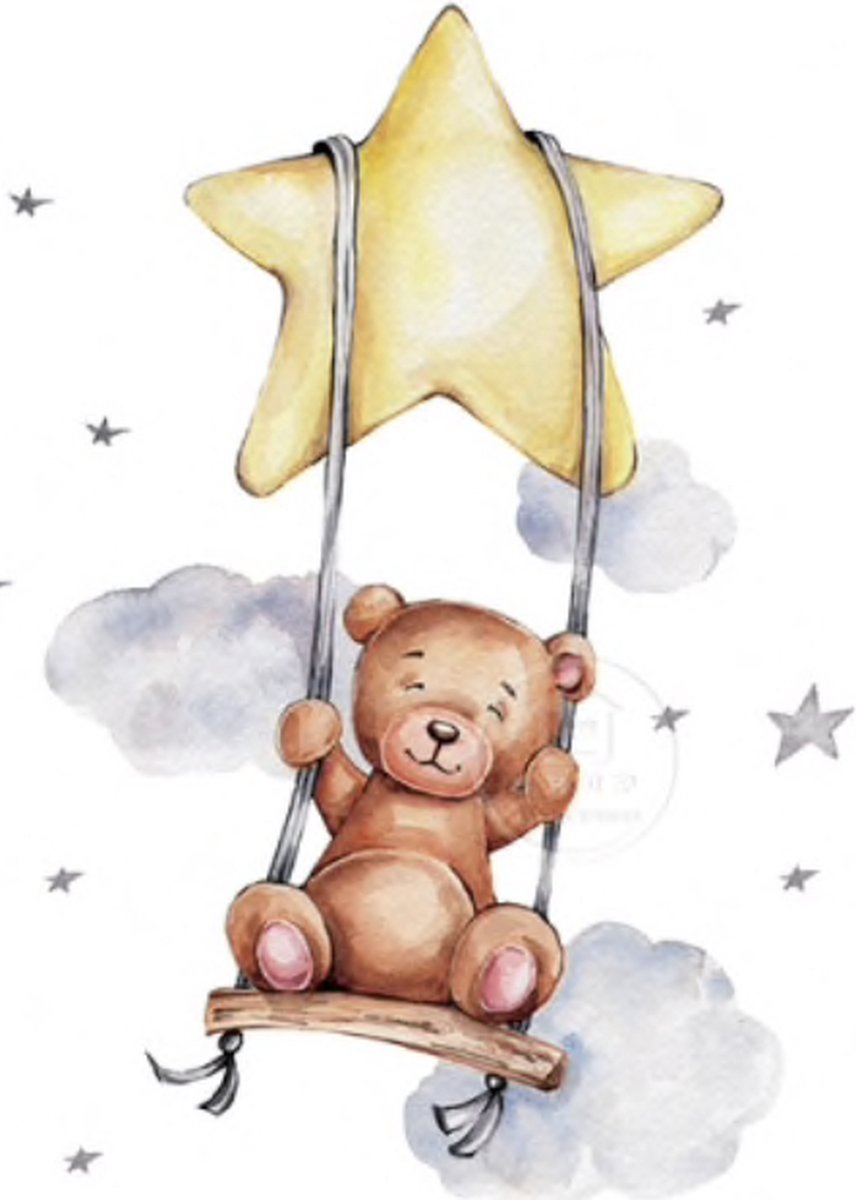 Muursticker - Teddy Beer & Ster - Kinderkamer decoratie - Muurdecoratie - Babykamer