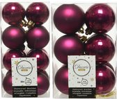 Kerstversiering kunststof kerstballen framboos roze 4-6 cm pakket van 40x stuks - Kerstboomversiering