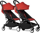 Babyzen YOYO² CONNECT buggy duowagen voor 2 kindjes van 6 mnd+ - zwart frame en kleur rood
