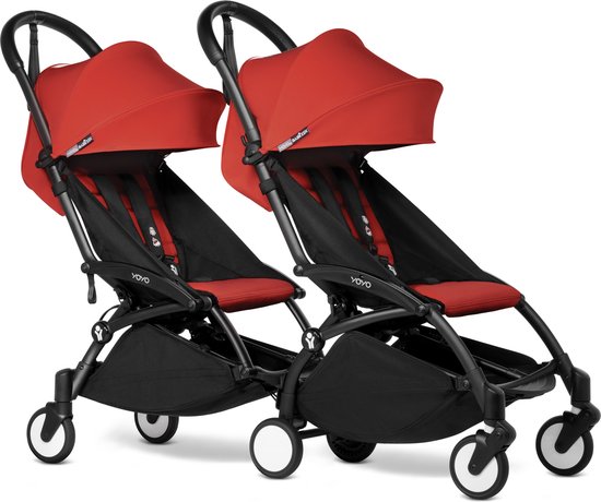 Babyzen YOYO² CONNECT buggy duowagen voor 2 kindjes van 6 mnd+ - zwart  frame en kleur rood | bol.com