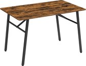 Eettafel, bureau, keukentafel voor 4 personen, 120 x 75 x 75 cm, voor eetkamer, keuken, stabiel metalen frame, industrieel ontwerp, vintage bruin-zwart KDT076B01