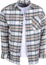 Megaman  - Heren Overhemd - Overshirt - Flanel - Geblokt - Beige